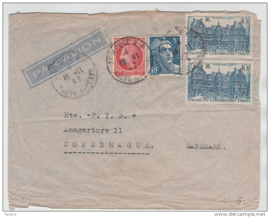 France Air Mail Cover Sent To Denmark Toulouse 16-11-1947 - Covers & Documents