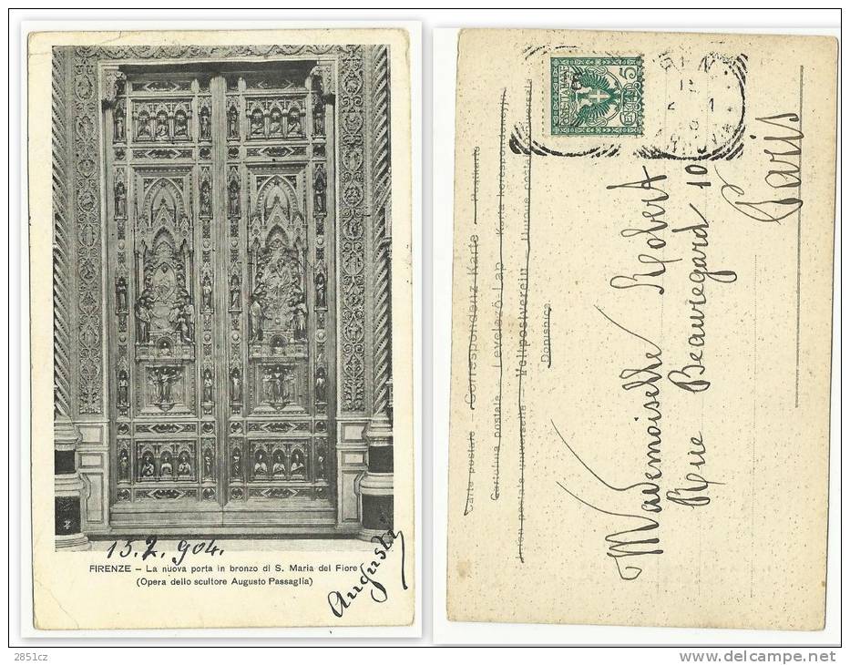 FIRENZE, La Nuova Porta In Bronzo Di S. Maria Del Fiore, Firenze, 1904., Italy, Postcard - Taxe
