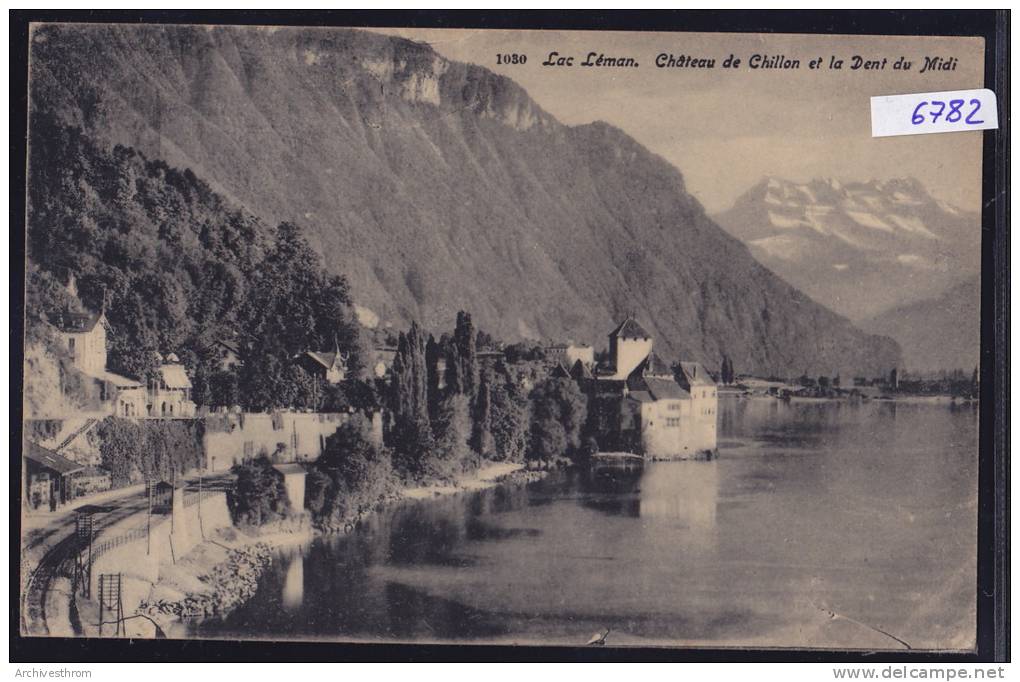 Château De Chillon Et La Gare De Veytaux Vers 1921 ; Timbres Décolés (6782) - Veytaux