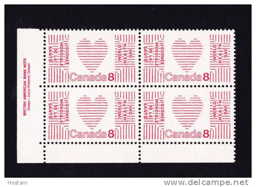 CANADA 1972, # 560, UNITED NATIONS WORLD HEALTH DAYS BLOCK M NH LL - Blocs-feuillets