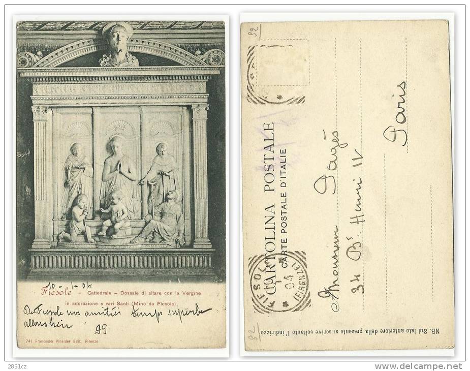 FIESOLE, Cattedrale, 1904., Italy, Postcard - Taxe