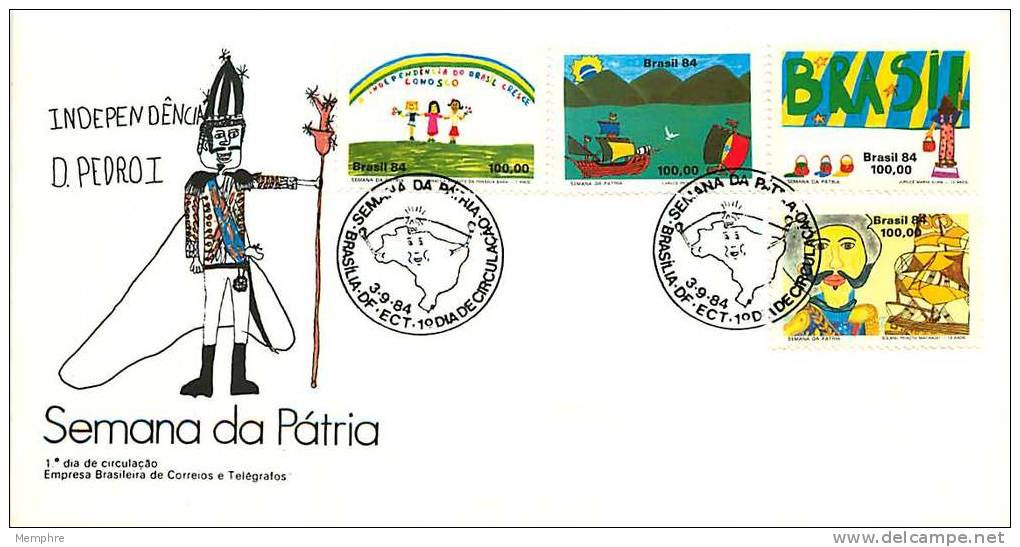 BRÉSIL  FDC 1984  Semaine De La Patrie  Dessins D´enfants - FDC