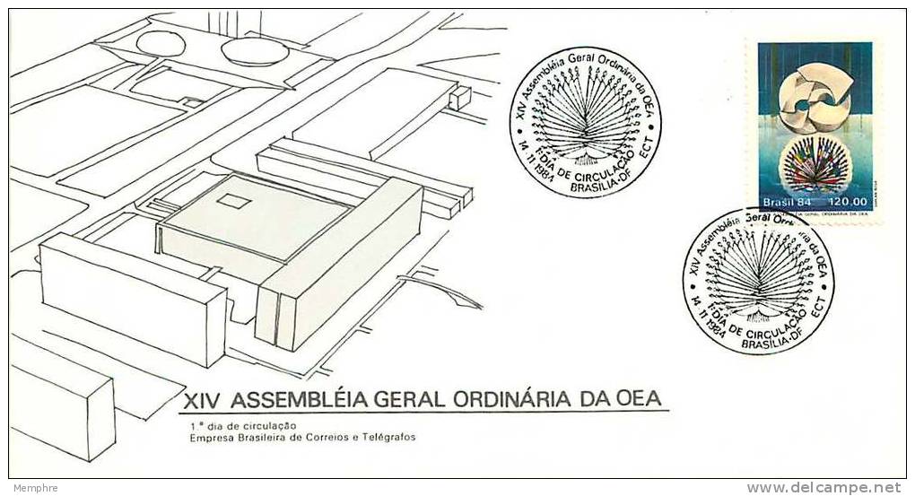 BRÉSIL  FDC 1984   Assemblée Générale De L´OEA - FDC