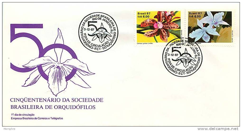 BRÉSIL  FDC 1987  Société Brésilienne Des Orchidéephiles - FDC