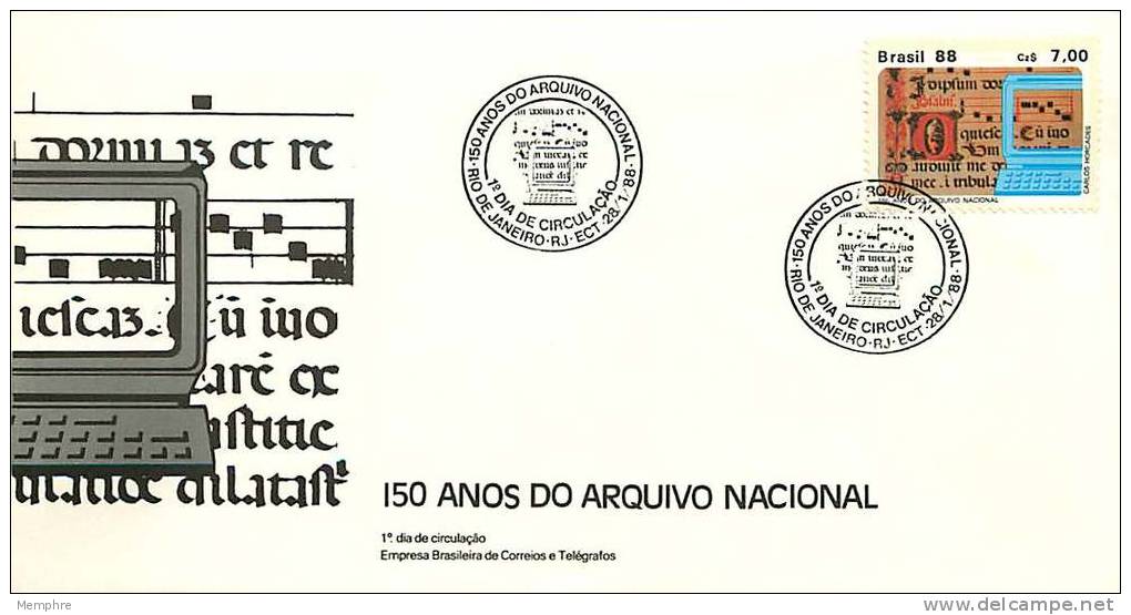 BRÉSIL  FDC 1988  Archives Nationales - FDC