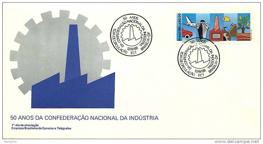 BRÉSIL  FDC 1988   Confédération Nationale De L´industrie - FDC