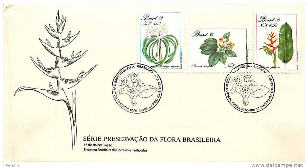 BRÉSIL  FDC 1989  Flore Brésilienne - FDC