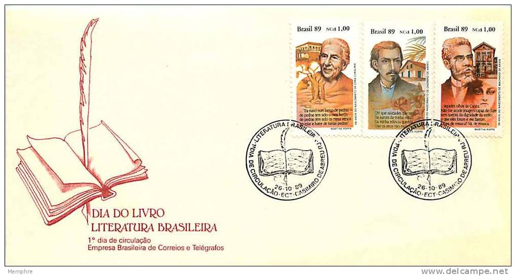 BRÉSIL  FDC 1989  Ecrivains Brésiliens - FDC