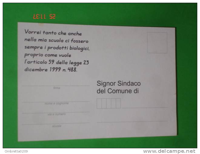 Consorzio Biologico Scuola Prodotti Biologici Sindaco Comune Pulcino Farfalla  Sole - Nv Cartolina Danneggiata - Other & Unclassified