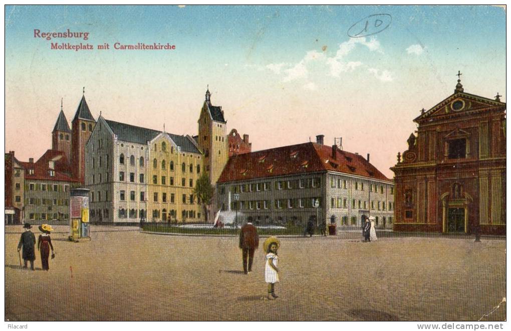 22369    Germania,   Regesburg,  Moltkeplatz  Mit  Carmelitenkirche,  VGSB  1916 - Regensburg