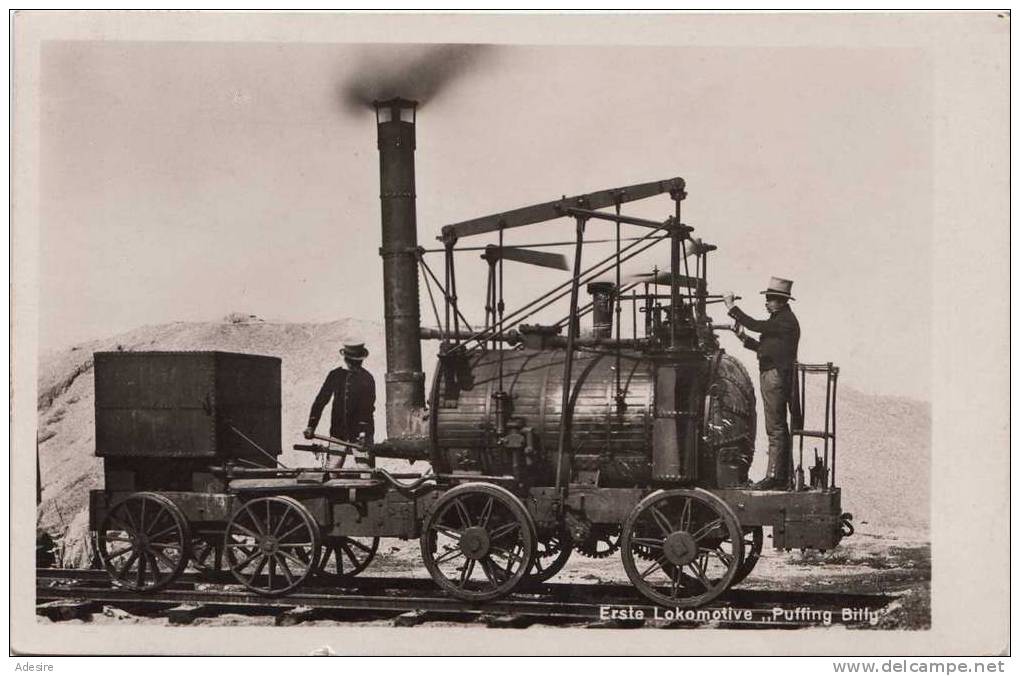 RRR! Erste Lokomotive "Puffing Bitly", Gelaufen Um 1930, Nachportofrankierung - Eisenbahnen