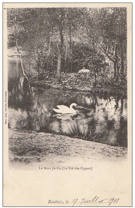 59 ROUBAIX  Jolie Vue Du JARDIN  NID Des CYGNES  Bords D´ Eau 1901 - Roubaix