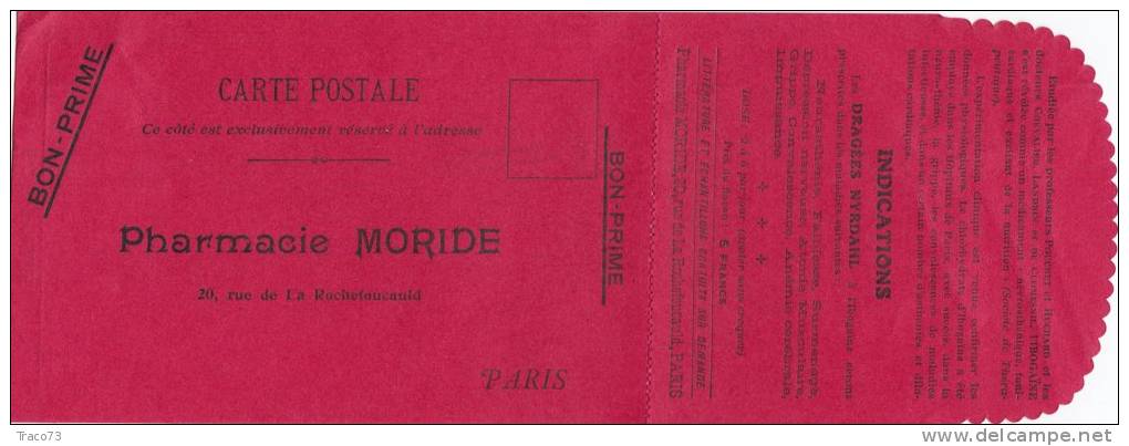 PARIS  - " Farmacie MORIDE ". - Card / Cartolina Pubblicitaria - Reclame