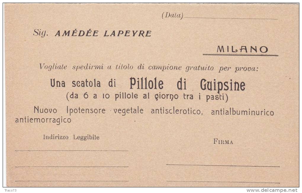 MILANO  -  "  Amédée Lapeyre  ". - Card  /  Cartolina Pubblicitaria - Reclame