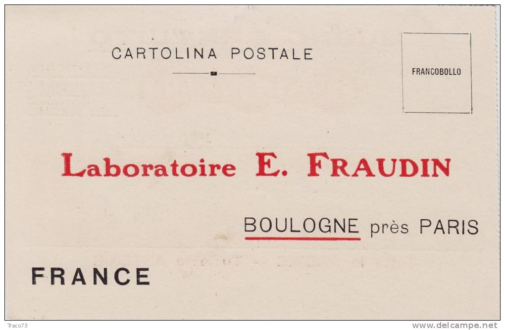 BOLOGNA PER PARIGI  -  " Laboratoire E. Fraudin " Buono Sconto  - Card  /  Cartolina Pubblicitaria - Publicité