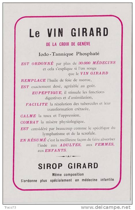 LE VIN GIRARD  -  " De La Croix De Genève "  - Card  /  Cartolina Pubblicitaria - Reklame