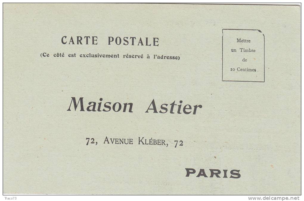 PARIS  -  " Maison Astier "  Buono Gratuito - Card  /  Cartolina Pubblicitaria - Publicité