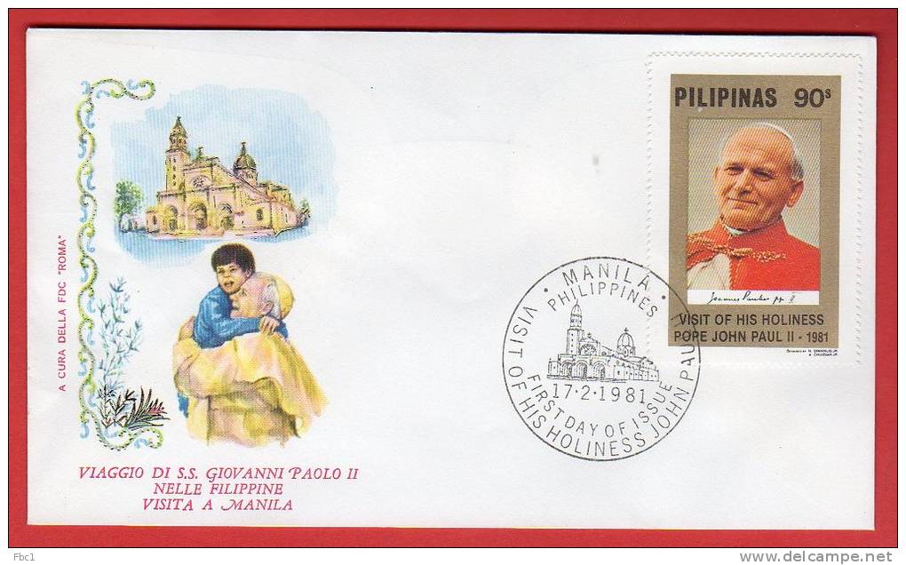 Philippines - Enveloppe Voyage Du Pape Jean-Paul II Aux Philippines (1981) - Philippines