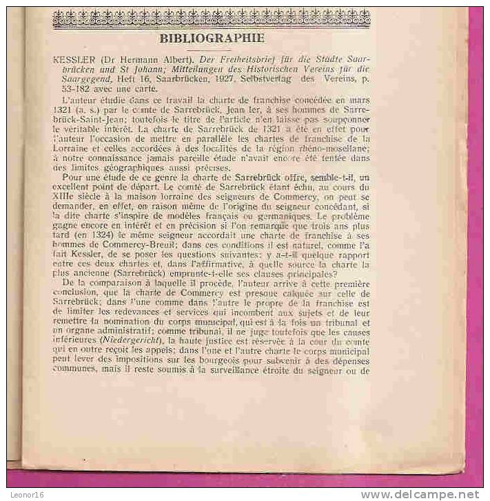 LES CAHIERS LORRAINS N°6 - JUIN 1928 - MEMOIRES Sur **UNE GESTE MESSINE ( LA CHANSON DE ST LIVIER )  *MERCURE à ST LOUIS - Lorraine - Vosges