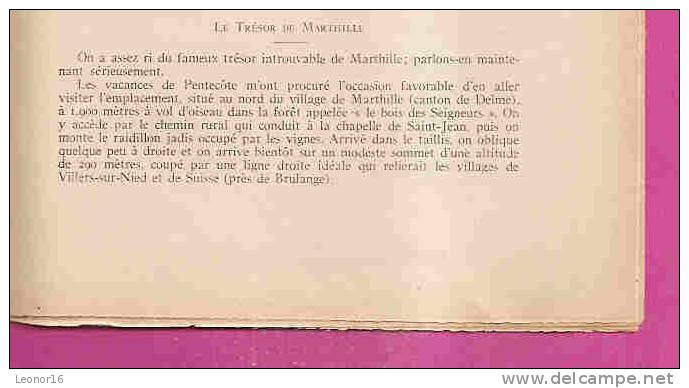 LES CAHIERS LORRAINS N°7-8 - ao 1928 - MEMOIRES sur ** LE BRANLE de METZ ** et ** LE TRESOR DE MARTHILLE **
