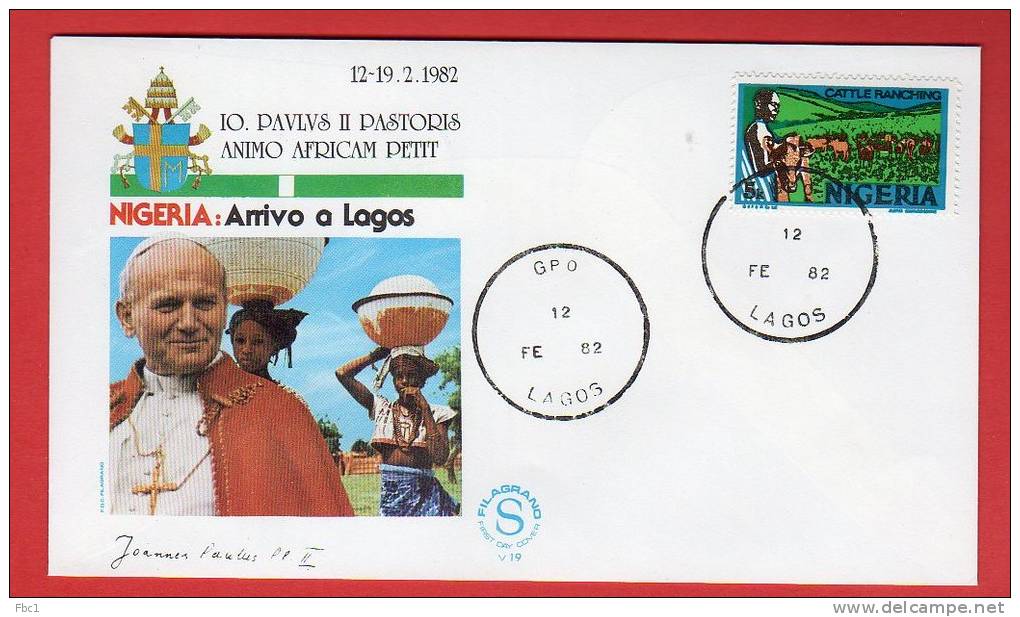 Nigeria  - Enveloppe Voyage Du Pape Jean-Paul II Au Nigeria  (1982) Lagos - Nigeria (1961-...)