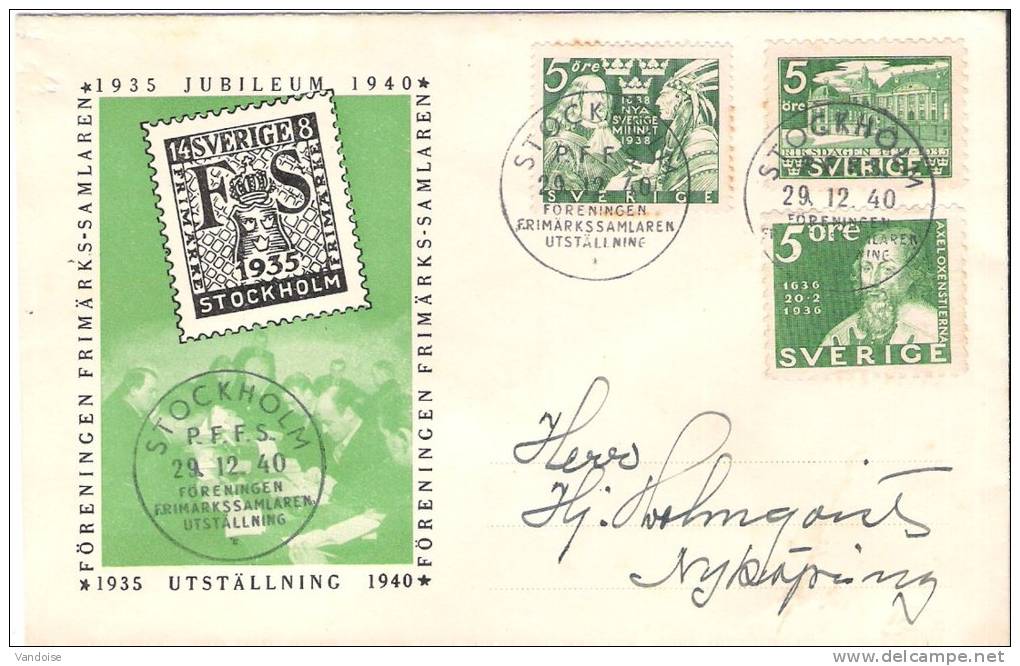 LETTRE 1940 EXPOSITION PHILATELIQUE STOCKHOLM - Lettres & Documents