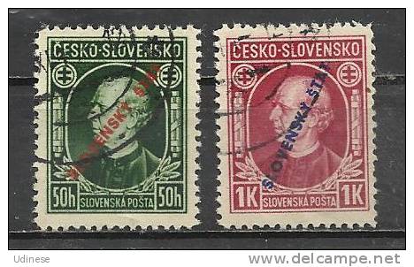 SLOVAKIA 1939 - MONSIGNOR HIRKA OVERPRINTED - CPL. SET - USED OBLITERE GESTEMPELT - Oblitérés