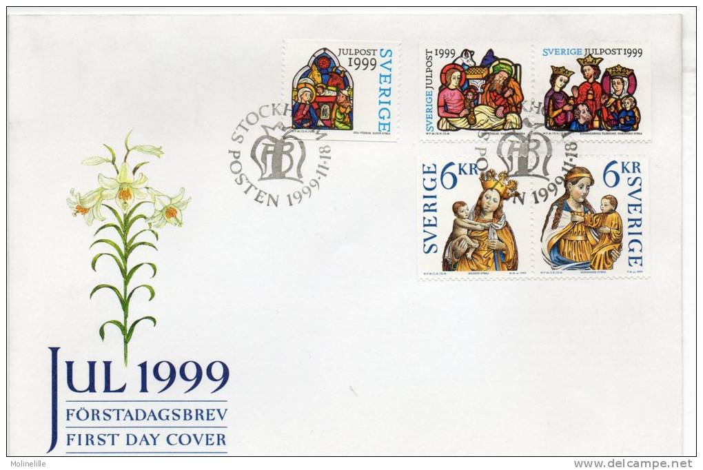 LOT 332 - SUEDE N° 2130/33 Sur Enveloppe NOEL (crèche - Vierge) - FDC