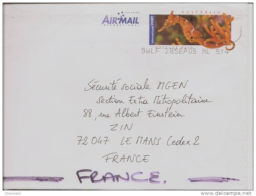 LETTRE AUSTRALIE  Pour Le Mans Entier Postal 2005 - Bolli E Annullamenti