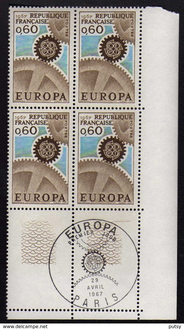 No 1522 "Europa", Bloc De Quatre, Oblitération 1er Jour Paris. - 1960-1969