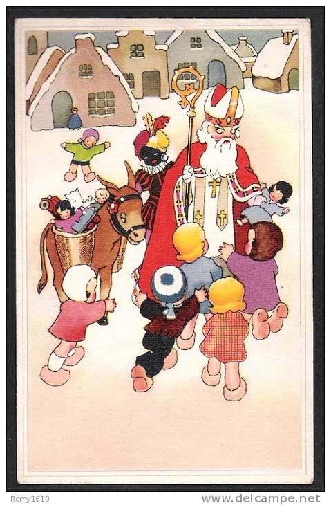 Saint Nicolas Et Le Père Fouettard. âne Chargé De Jouets, Enfants... - Sinterklaas