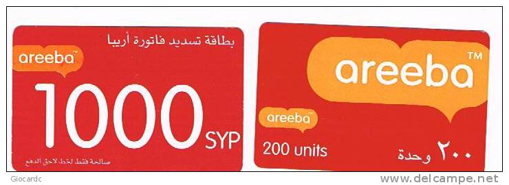 SIRIA  (SYRIA)  - AREEBA (GSM RECHARGE) -  RED (LOT OF 2 DIFFERENT)  -  USED - RIF. 850 - Syrie