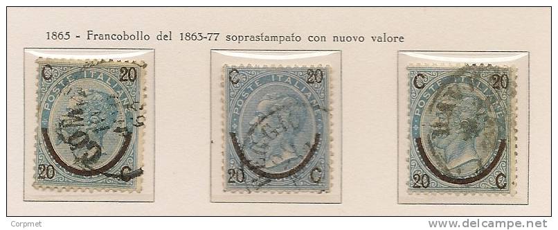 ITALY - ITALIA - 1865 - Surcharges - 3 Types - Yvert # 22-22a-22b - Vittorio Emanuele II  -USED - Neufs