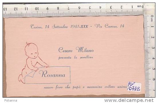 PO0711B# BIGLIETTO PARTECIPAZIONE NASCITA - BEBE' - TORINO 1941 - Altri & Non Classificati