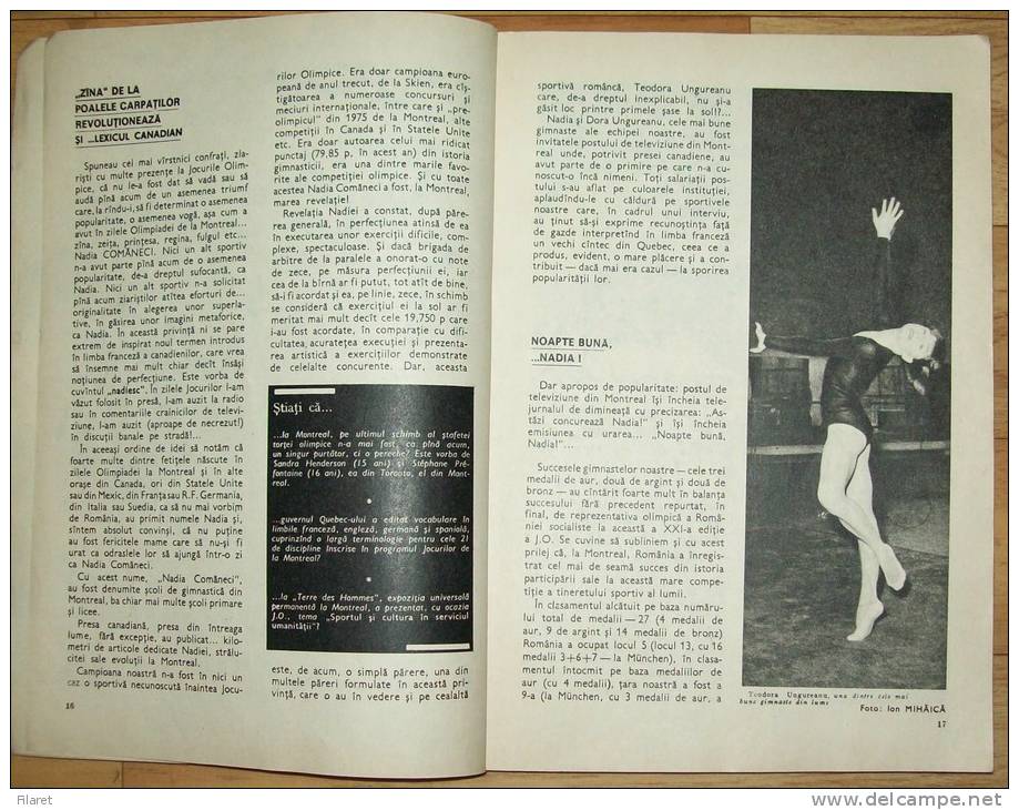 NADIA COMANECI-QUEEN OF GYMNASTICS- @ NASTY/TIRIAC- 1977 SPORTUL ALMANACH