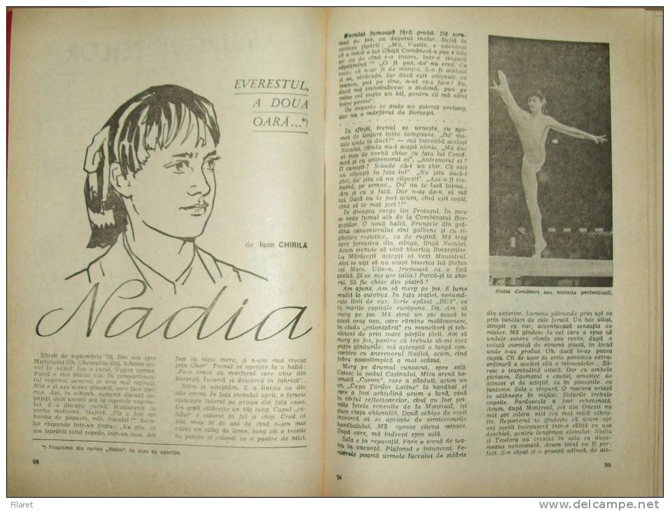 NADIA COMANECI-QUEEN OF GYMNASTICS- @ NASTY/TIRIAC- 1977 SPORTUL ALMANACH