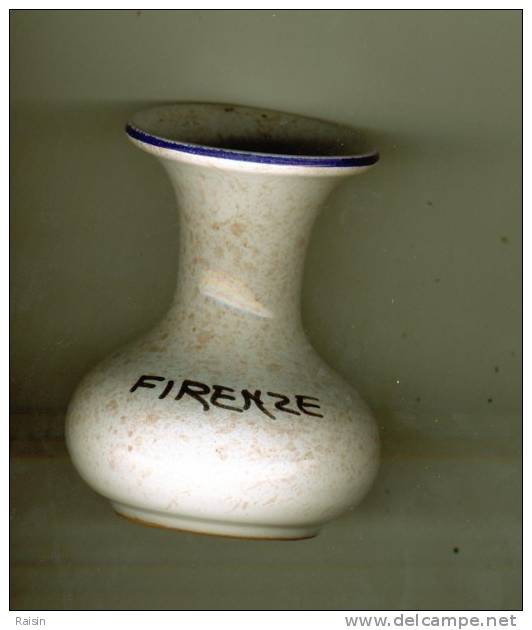 Petit Vase Grés émaillé   Signé "Deruta"  Firenze Italie  Blanc Bleu 8 Cm TBE - Deruta (ITA)