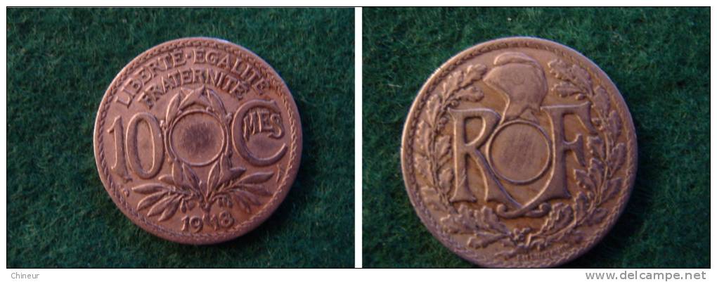 PIECE DE 10 CENTIMES LINDAUER 1918 NON TROUEE RARE RARE - Variétés Et Curiosités