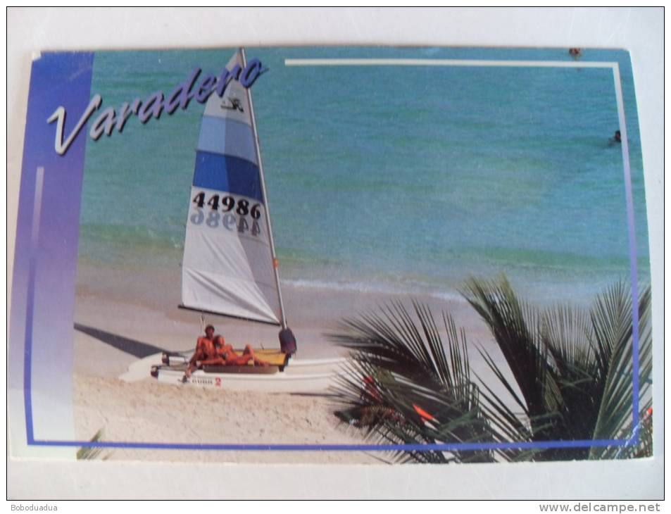 CARTOLINA CUBA VARADERO LA SPIAGGIA BARCA A VELA - Altri & Non Classificati