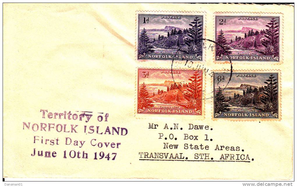 Norfolk Island Balls Bay Cover 1947 (4 Stamps) - Norfolkinsel