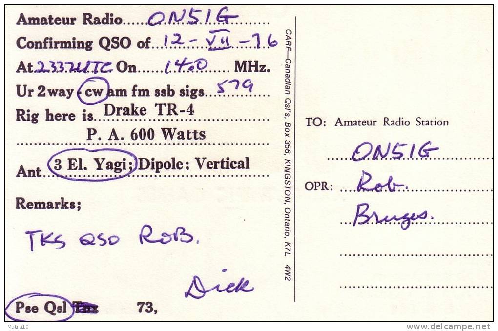 CARTE QSL CARD CQ 1976 RADIOAMATEUR HAM RADIO XJ-3 CANADA AJAX ONTARIO JEUX OLYMPIQUES OLYMPICS LOGO ERABLE MAPLE - Giochi Olimpici