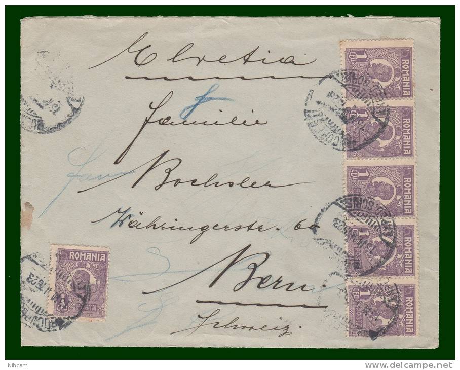 ROUMANIE N° 283 X 6 Obl. BUCURESTI 13/5/23 Pour BERN  (voir Verso) - Poststempel (Marcophilie)