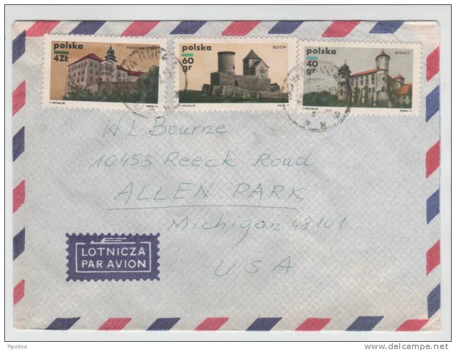 Poland Air Mail Cover Sent To USA 1972 - Avions