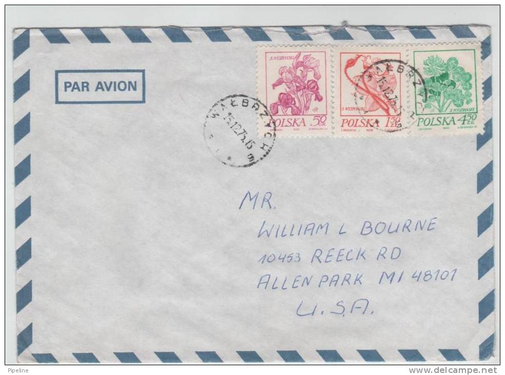 Poland Air Mail Cover Sent  To USA Watbrzych 15-12-1975 - Avions