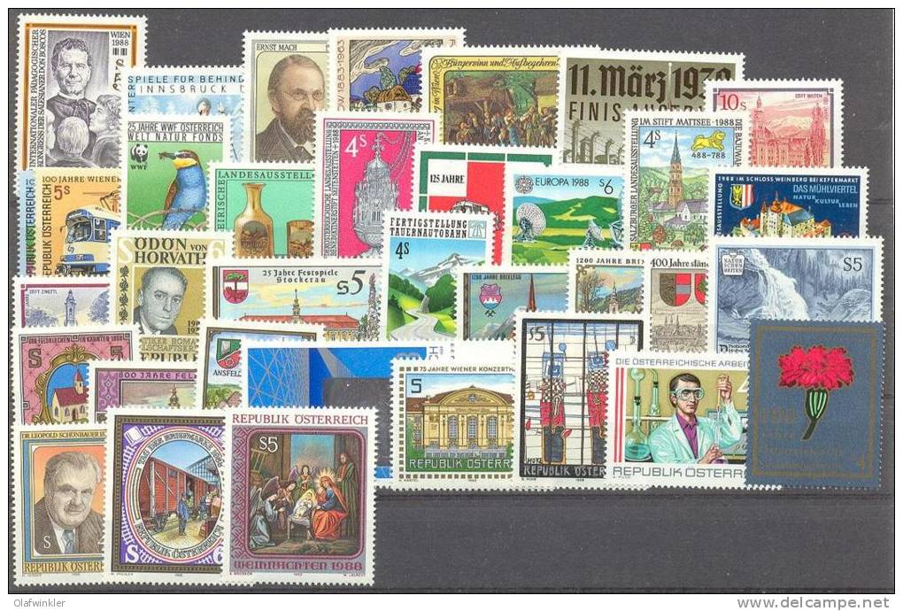 1988 Jahrgang Komplett ANK 1940-74 / Mi 1909-43 / Sc 1418-46+B353-4 / Y&T 1738-72 Postfrisch/neuf Sans Charn./MNH [hod] - Full Years