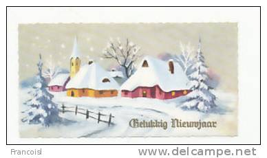 Mignonnette. Gelukkig Nieuwjaar. Village Et église Dans La Neige. 6,5/12,5 Cm - Nieuwjaar