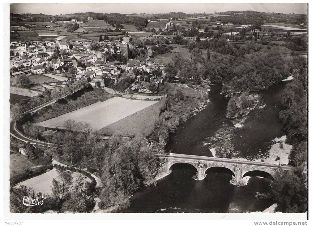 SAUVETERRE De BEARN 64 Vue Générale Aérienne Et Le Gave Carte Dentelée Veritable Photo - Sauveterre De Bearn