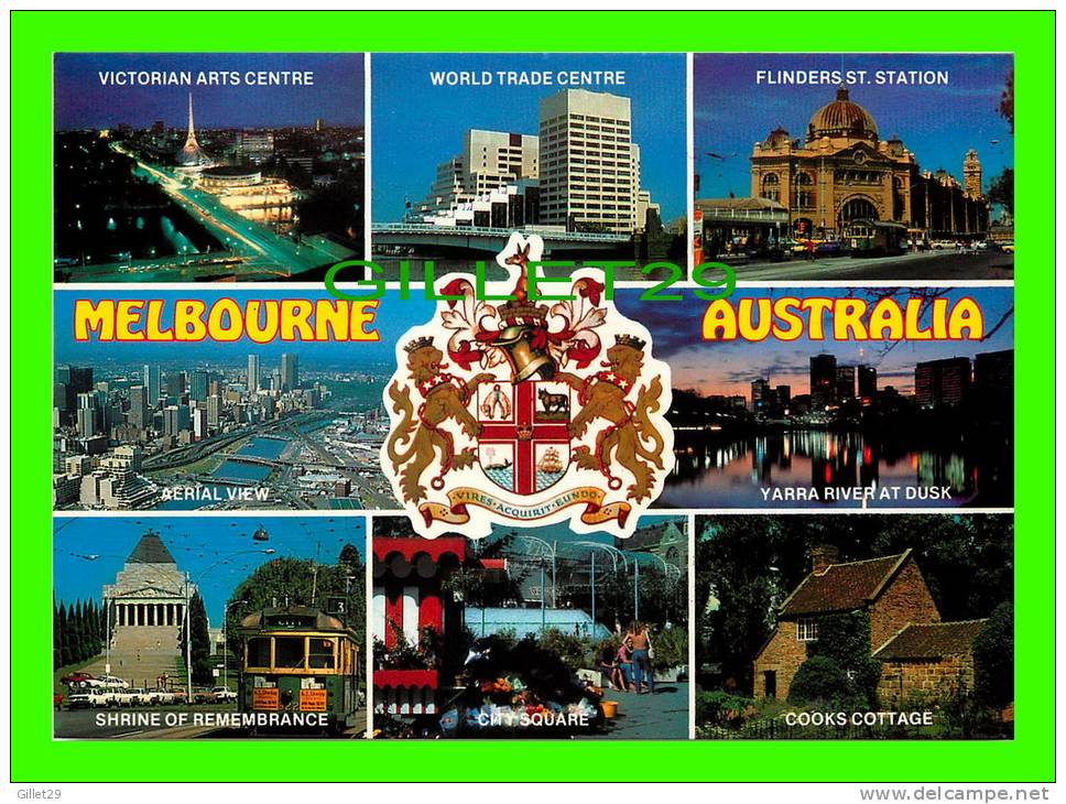 MELBOURNE, AUSTRALIE - THE CITY & ITS COAT OF ARMS - 9 MULTIVIEW - NU-COLOR-VUE - - Melbourne