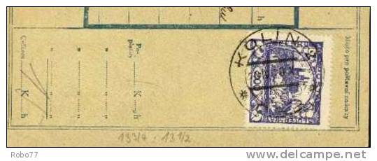 Czechoslovakia. Parcel Card With Postage Due Stamp. Staré Benátky 26.IV.20.  (A08016) - Postage Due