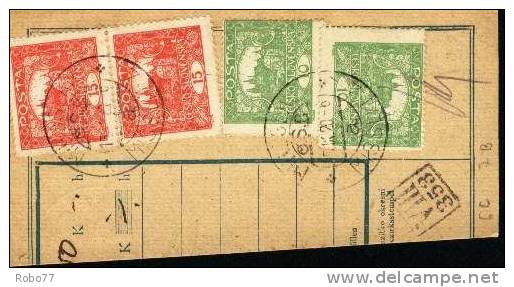 Czechoslovakia. Parcel Card With Postage Due Stamps. Miroslav 15.IX.20. +  Úpice 16.IX.20. (A08017) - Timbres-taxe